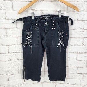 SKELANIMALS Black Jeans Pants Capris Tripp NYC Hot Topic Mall Emo Goth Y2K 1